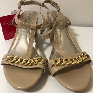 NWT Nude Block Heels with Gold Chain